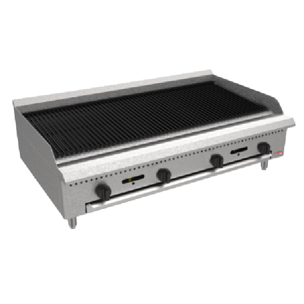 BakeMax BACGG48 48" Commercial Countertop Radiant Gas Charbroiler in Stainless Steel